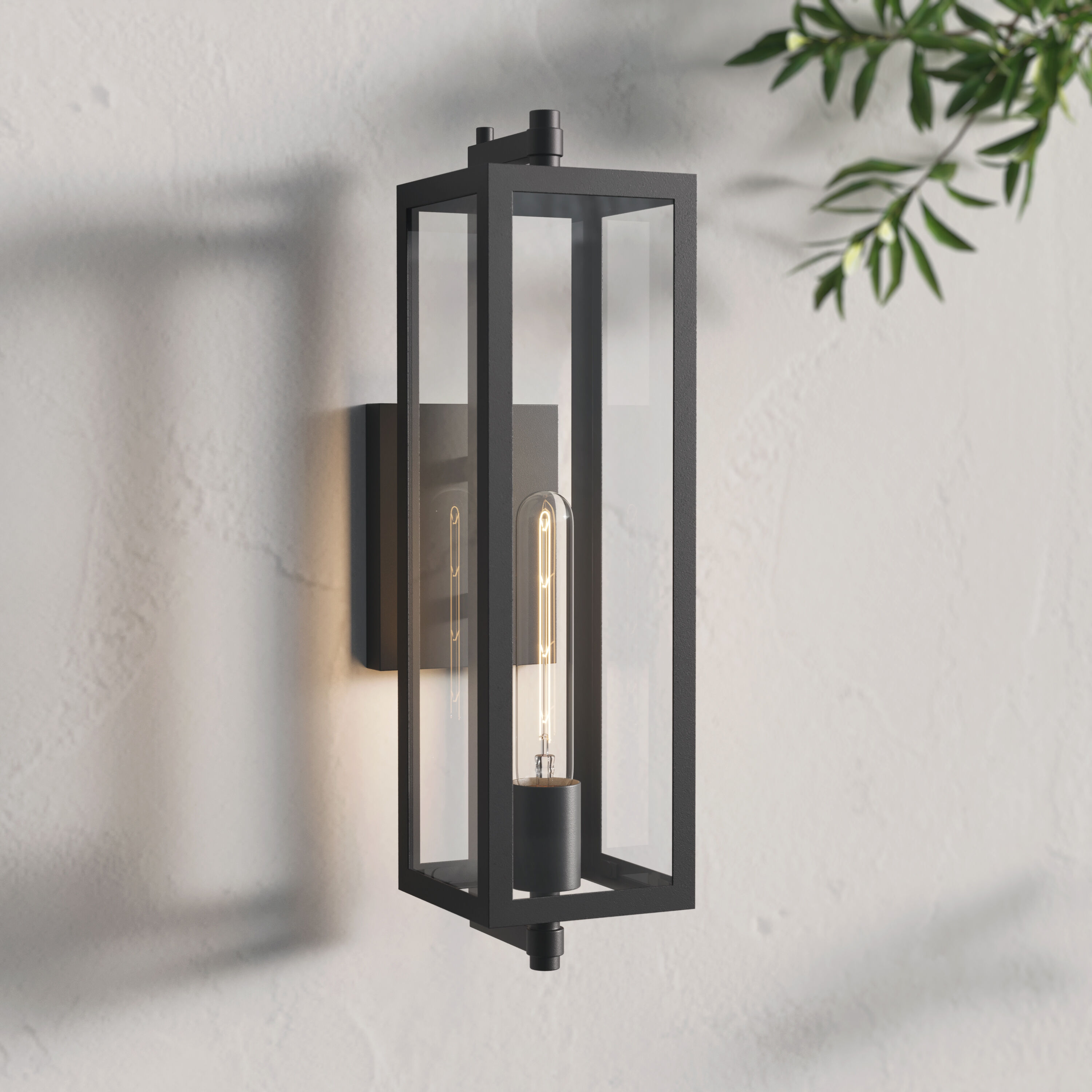 Messi 1 Light 18 inch Textured Black Outdoor Wall Sconce